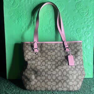 Coach Outline Signature Zip Top Tote F58282